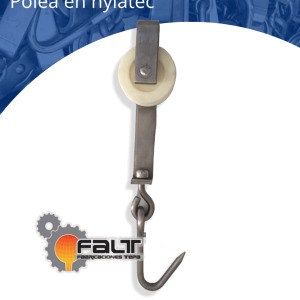 Rola de inoxidable con polea en nylatec color hueso