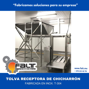 Tolva receptora de chicharrón con prensa hidraulica para moldeo