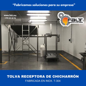 Tolva receptora de chicharrón con prensa hidraulica para moldeo