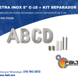 LETRA INOX 8″ C-18 + KIT SEPARADOR
