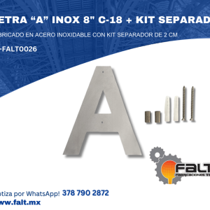 LETRA INOX 8″ C-18 + KIT SEPARADOR